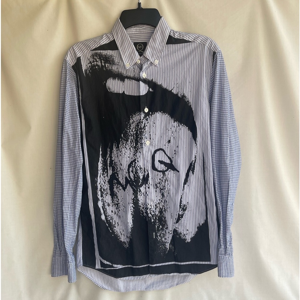 Alexander McQueen Mens Graphic-Print Long Slv Button Up Shirt IT 44